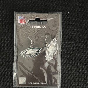 NFL Philadelphia Eagles Large Silver and Green Earrings